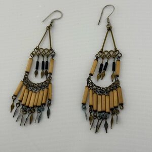 Bohemian Gold and Black Dangle Earrings
